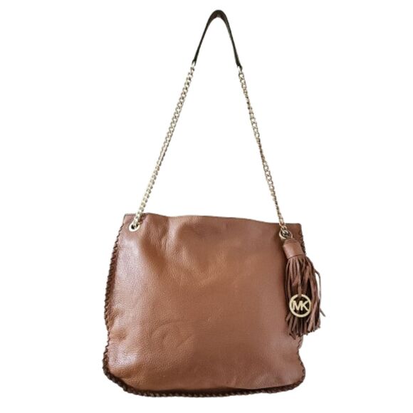 MICHAEL KORS Whipped Chelsea Leather Shoulder Bag Purse Handbag Acorn - Picture 5 of 10